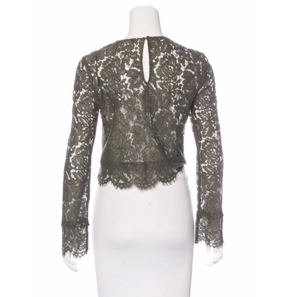 DIANE VON FURSTENBERG Yeva Lace Olive Green Top NWT - Picture 3 of 5